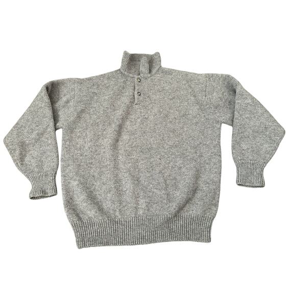 Patagonia Heathered Gray 2 Button Mens Large Pullover Mockneck Sweater - Picture 1 of 8